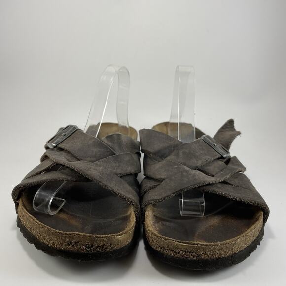 Birkenstock Lugano Slide Sandals Mens Size 11, EU44 Brown Distressed Criss Cross main image 5